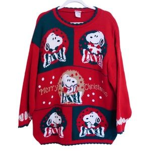 VINTAGE PEANUTS SNOOPY & FRIENDS CHRISTMAS SWEATER